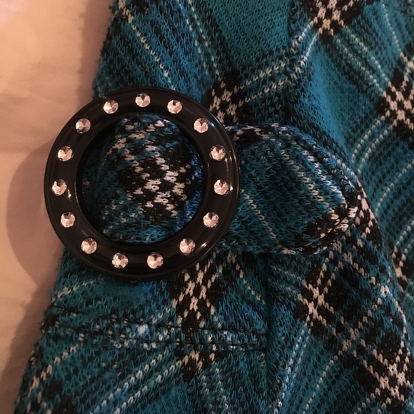 Blue Black And White Plaid Skirt - Picture 4 of 4